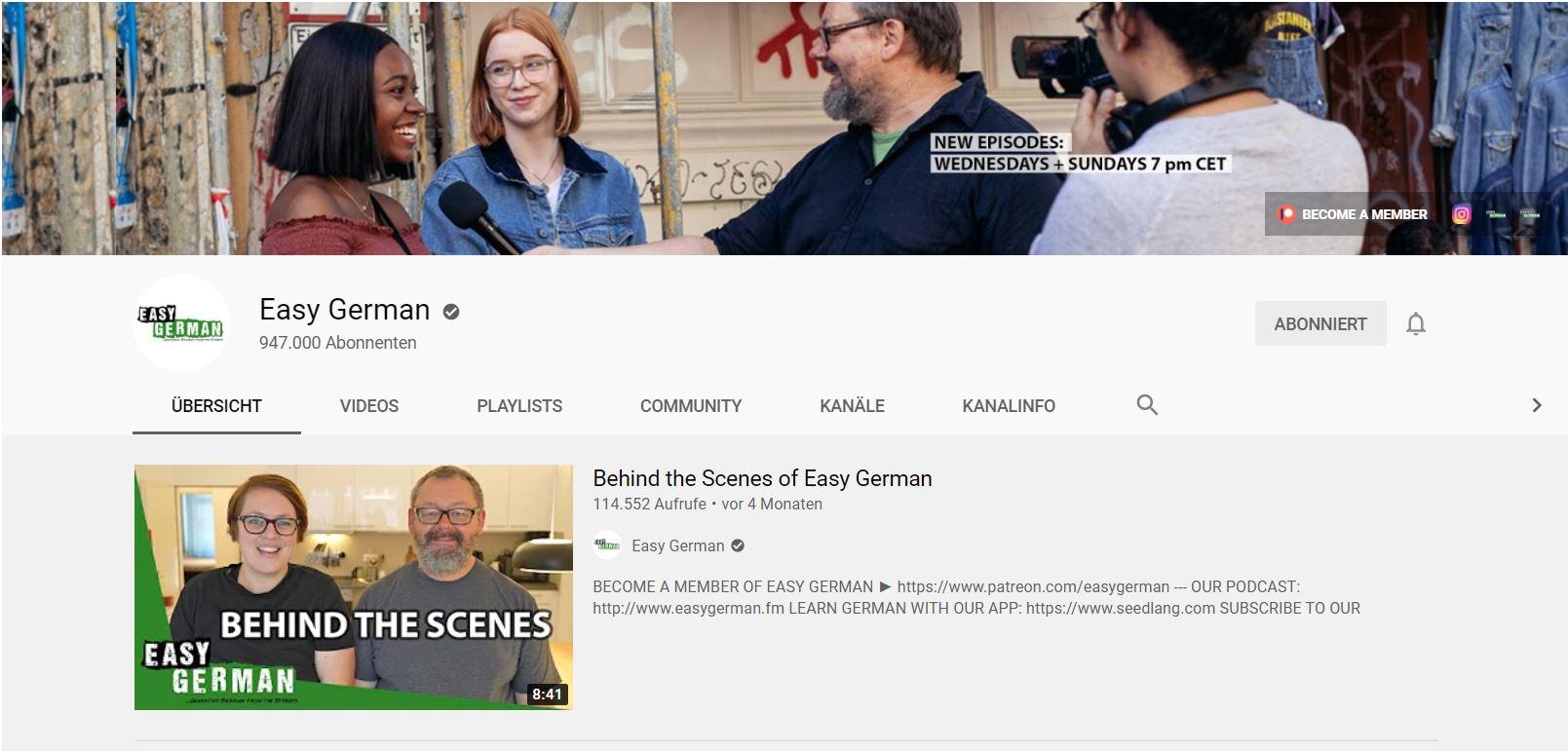 Youtube EasyGerman Deutsch lernen Youtube EasyGerman Deutsch lernen