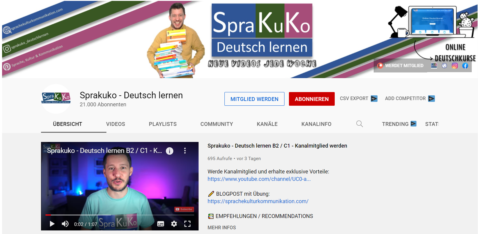 Sprakuko Mit Youtube Deutsch lernen - Sprakuko