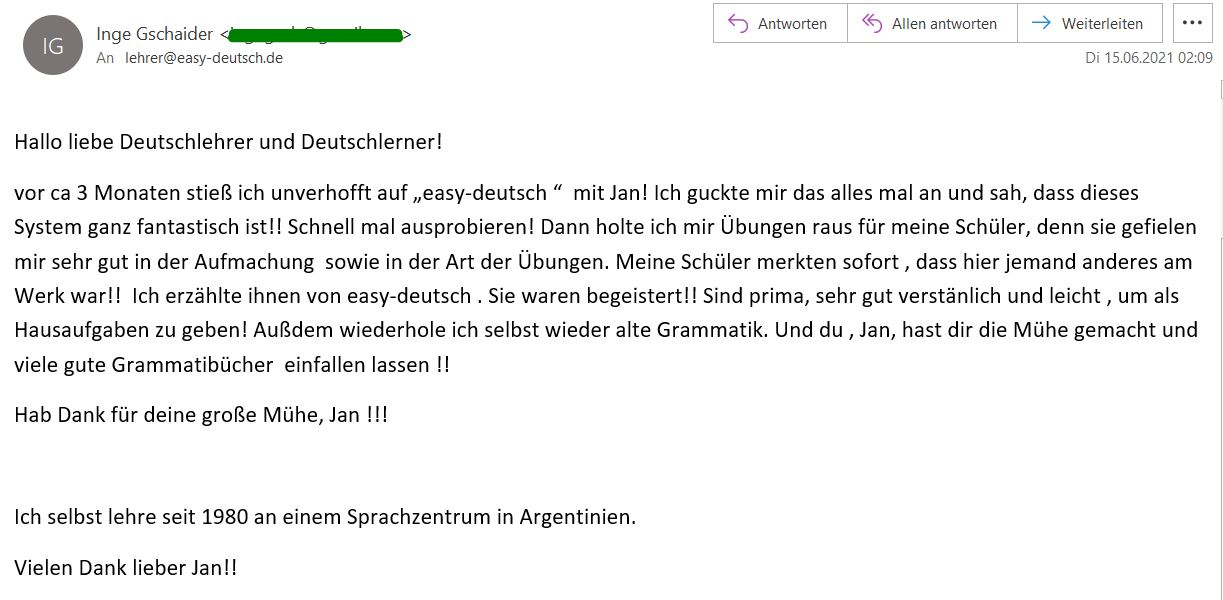 Kundenmeinung Email 1 Inge Kundenmeinung Email 1 Inge