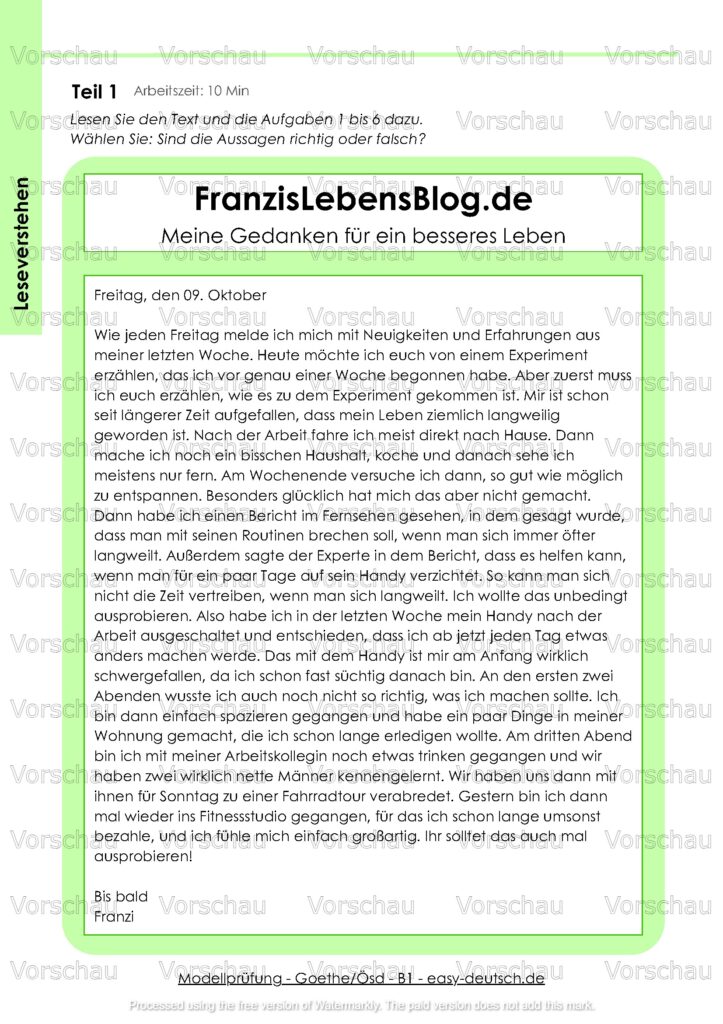 Modelltest - Goethe_Ösd B1