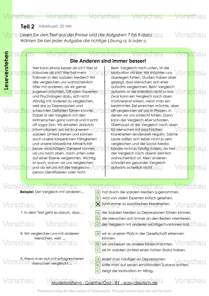 Modelltest - Goethe_Ösd B1
