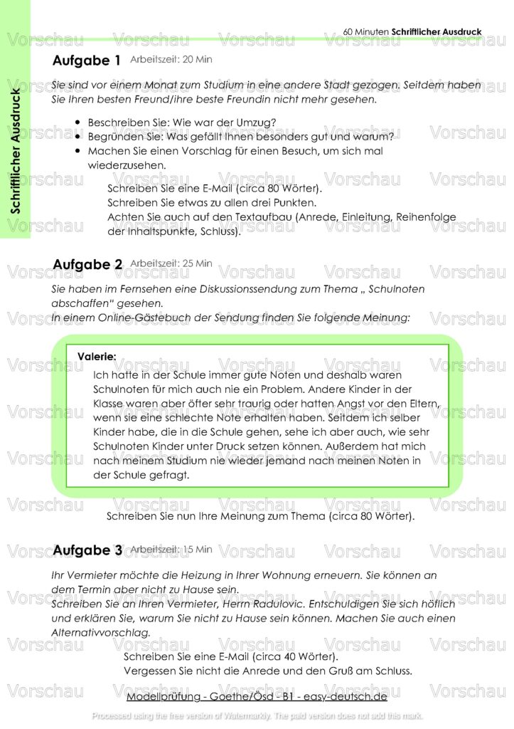 Modelltest - Goethe_Ösd B1