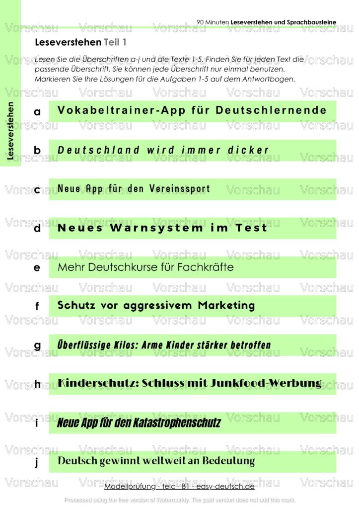 Modelltest telc B1 Deutschprüfung