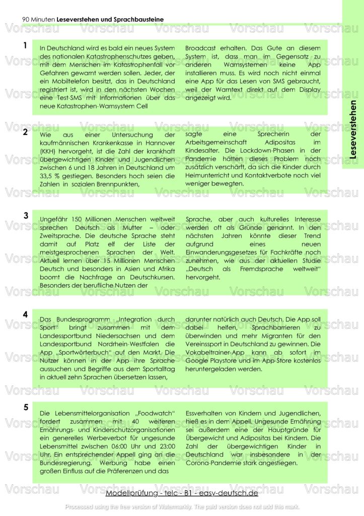 Modelltest telc B1 Deutschprüfung