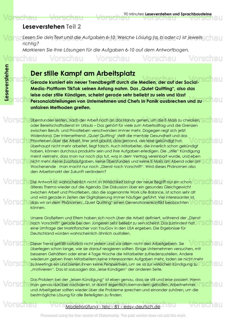 Modelltest telc B1 Deutschprüfung