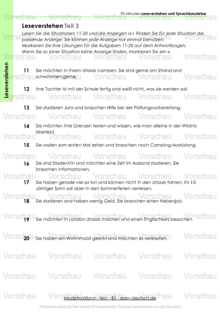 Modelltest telc B1 Deutschprüfung