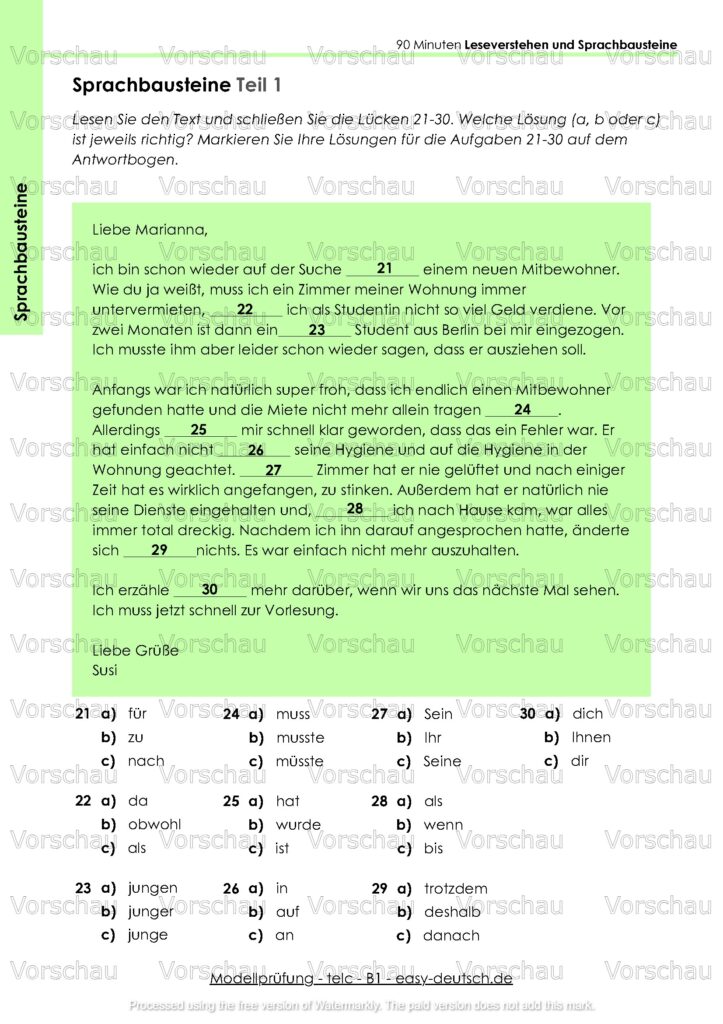 Modelltest telc B1 Deutschprüfung