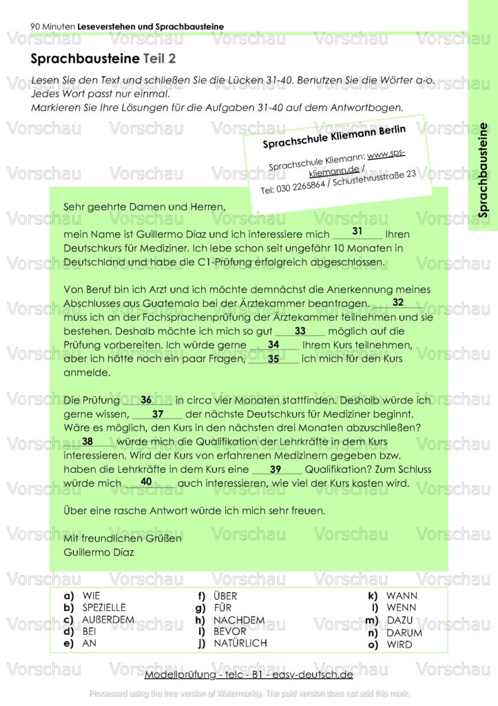 Modelltest telc B1 Deutschprüfung