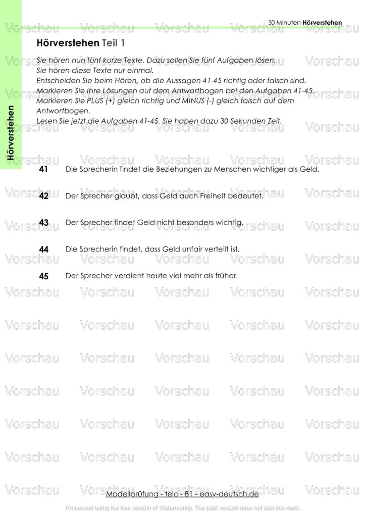 Modelltest telc B1 Deutschprüfung