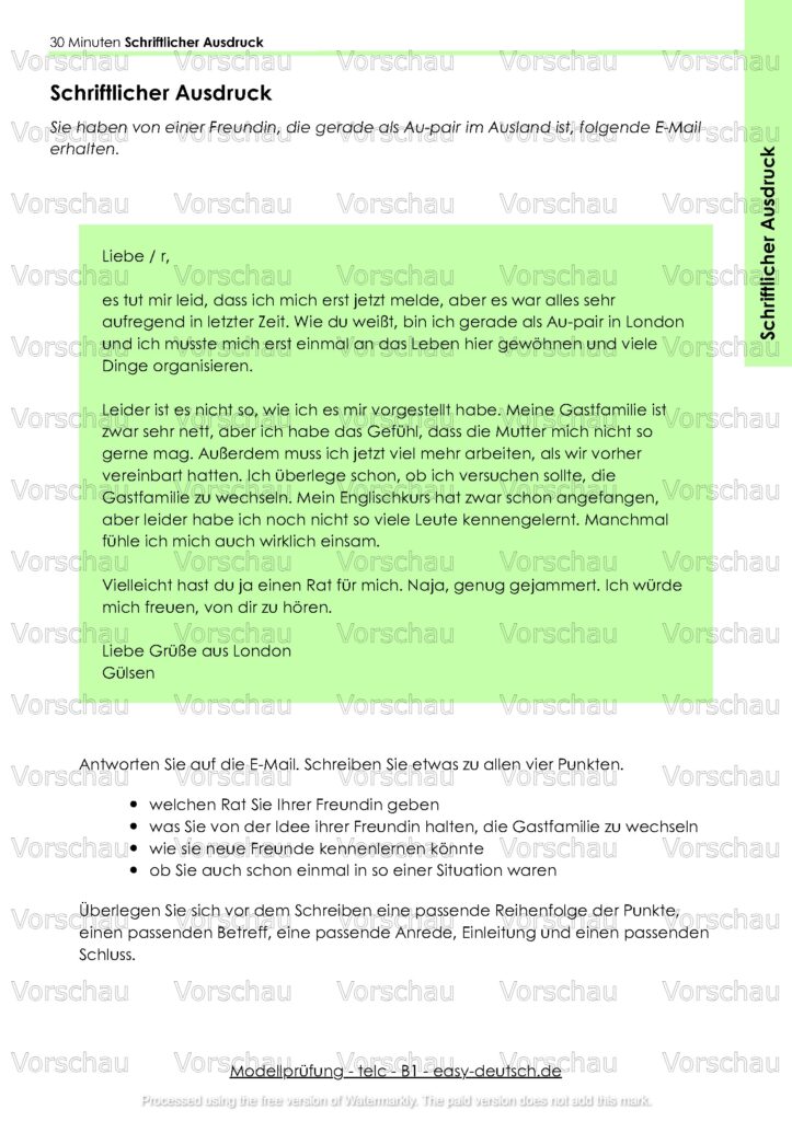 Modelltest telc B1 Deutschprüfung