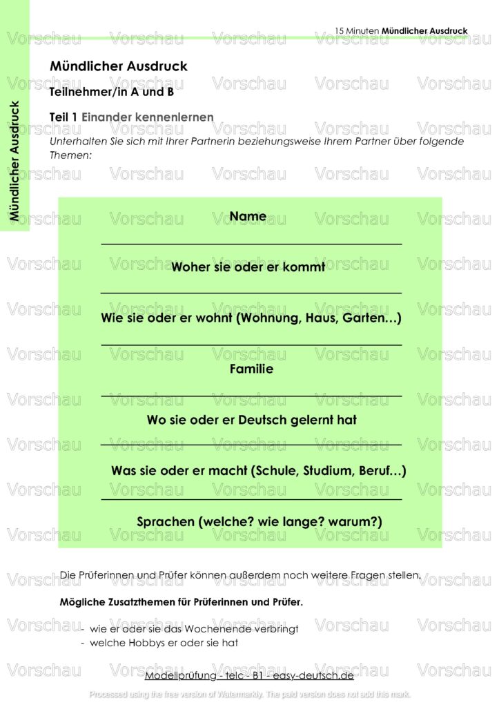 Modelltest telc B1 Deutschprüfung