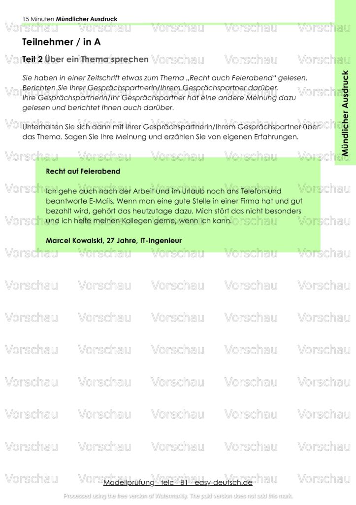 Modelltest telc B1 Deutschprüfung