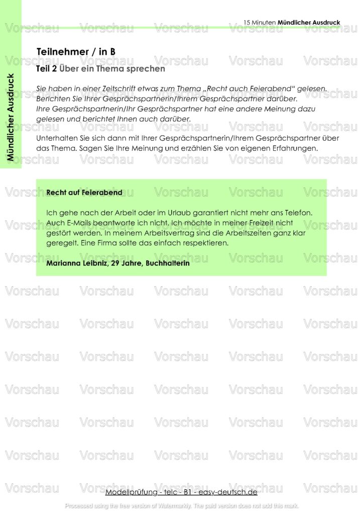 Modelltest telc B1 Deutschprüfung