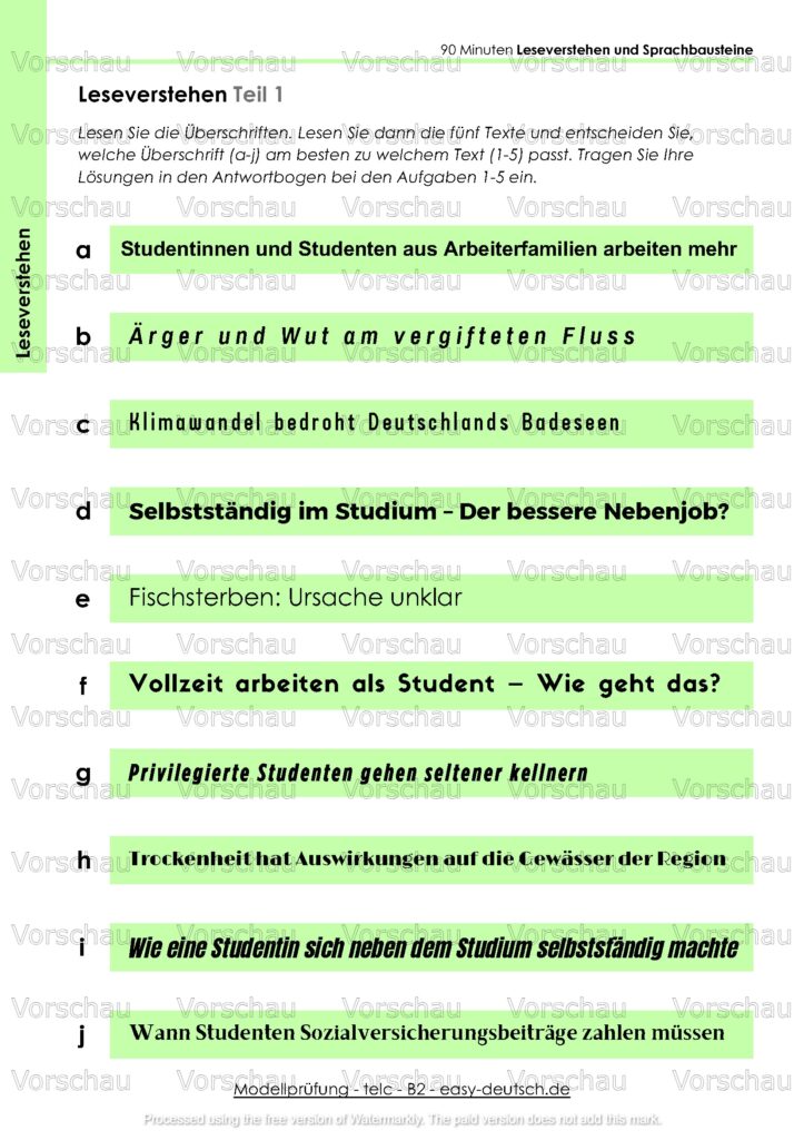 Modelltest telc B2 Deutschprüfung