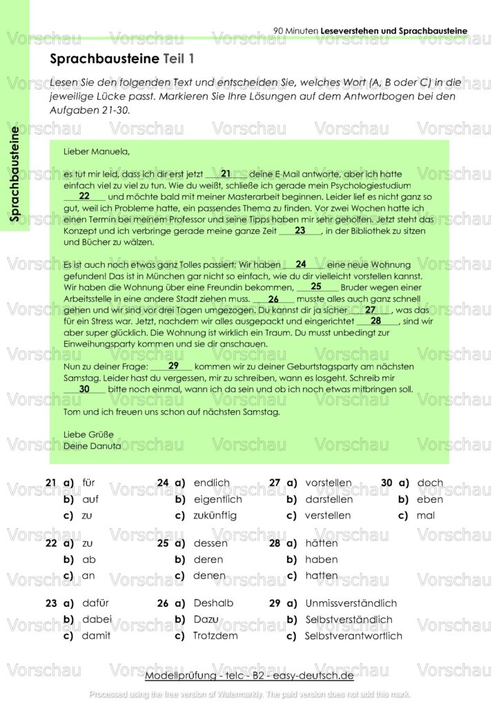 Modelltest telc B2 Deutschprüfung