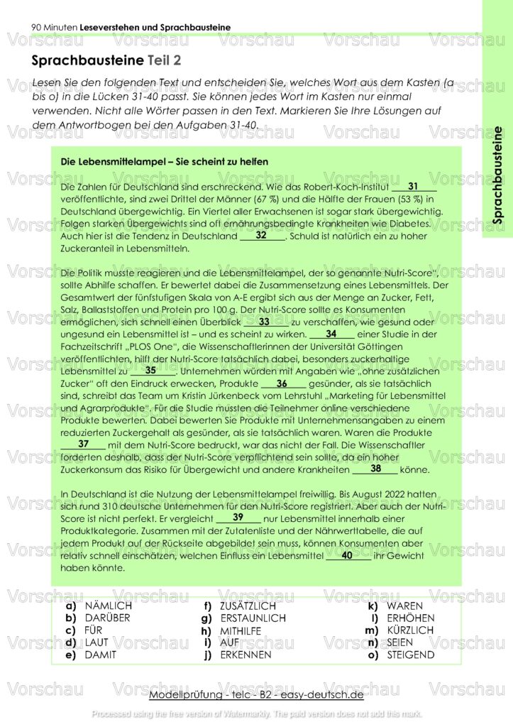 Modelltest telc B2 Deutschprüfung