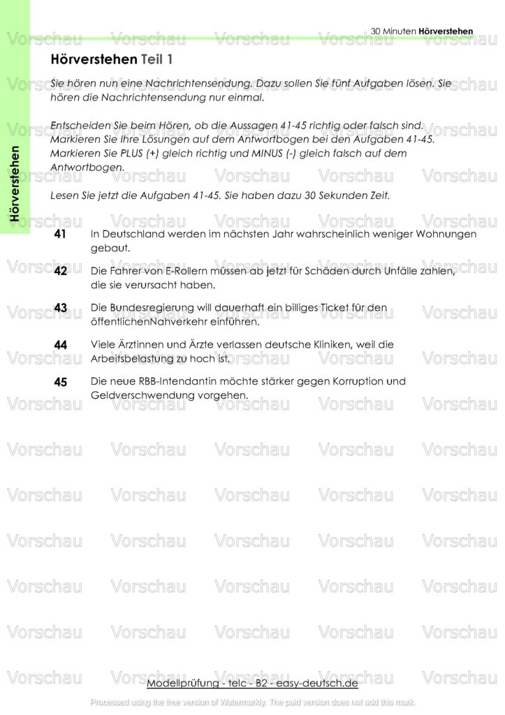 Modelltest telc B2 Deutschprüfung
