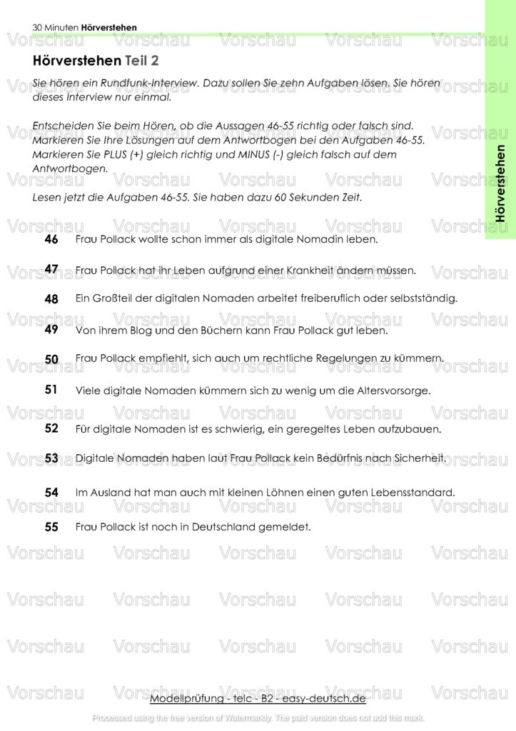 Modelltest telc B2 Deutschprüfung