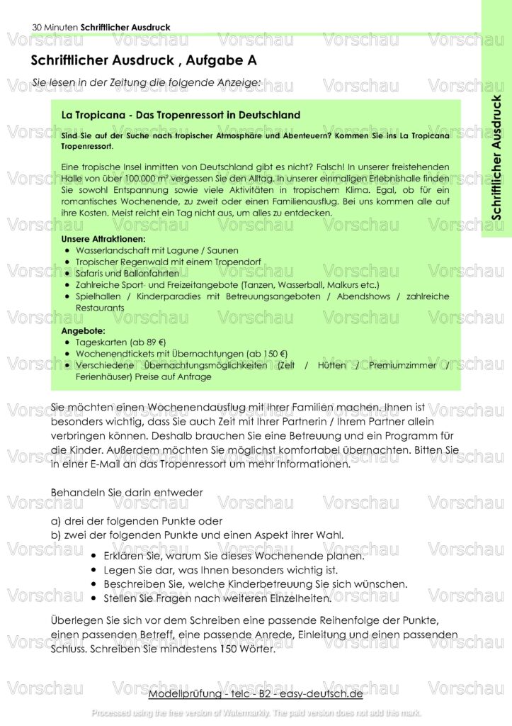 Modelltest telc B2 Deutschprüfung