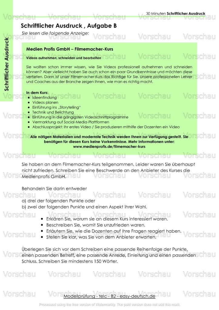 Modelltest telc B2 Deutschprüfung