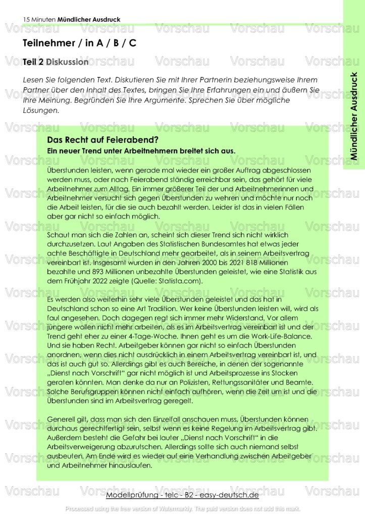 Modelltest telc B2 Deutschprüfung