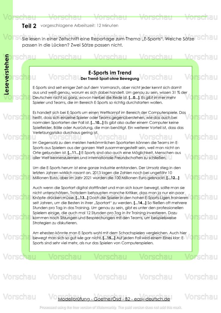 Modelltest Goethe B2 Deutschprüfung