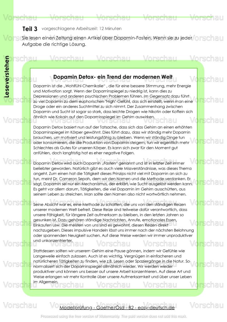 Modelltest Goethe B2 Deutschprüfung