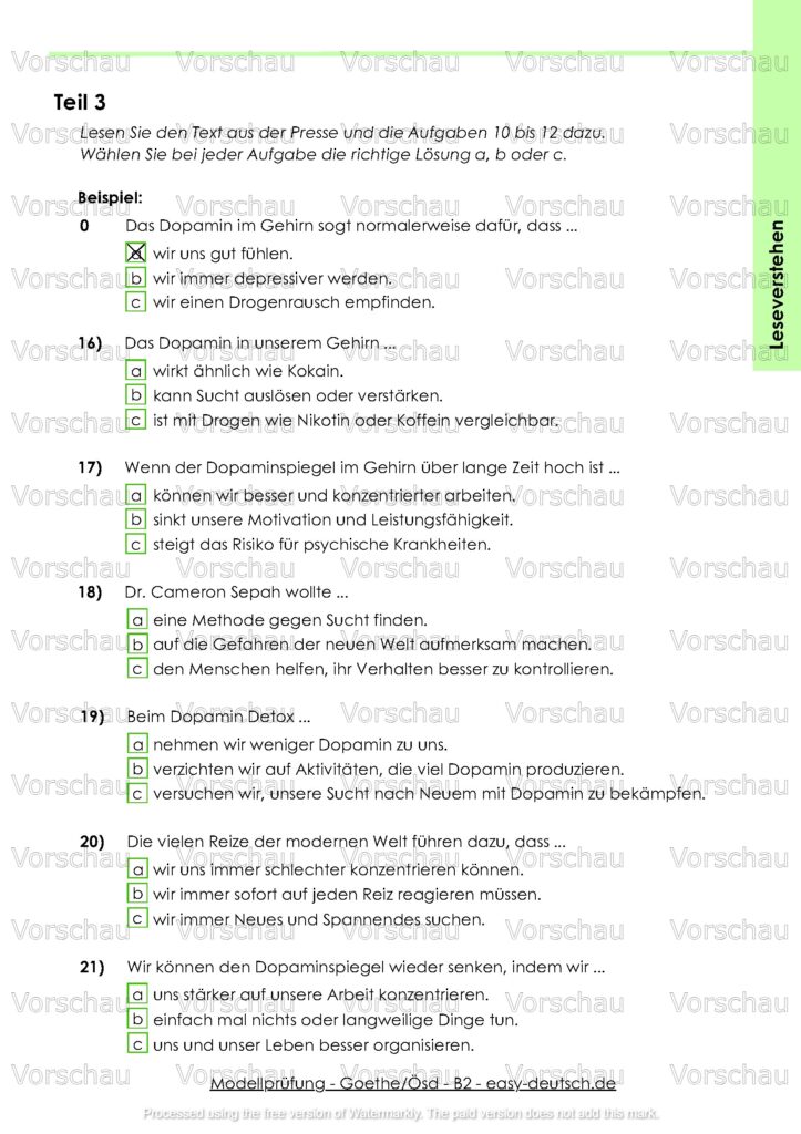 Modelltest Goethe B2 Deutschprüfung