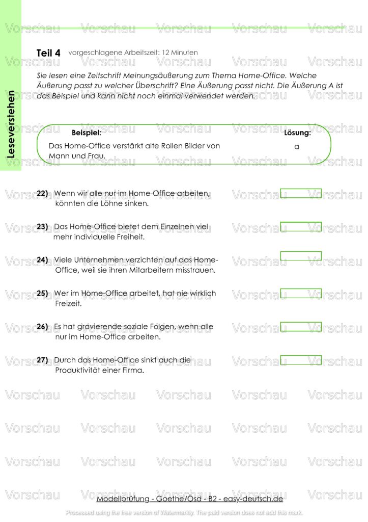 Modelltest Goethe B2 Deutschprüfung