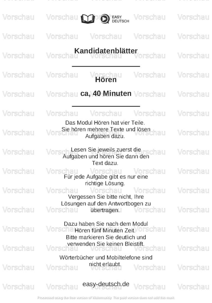 Modelltest Goethe B2 Deutschprüfung