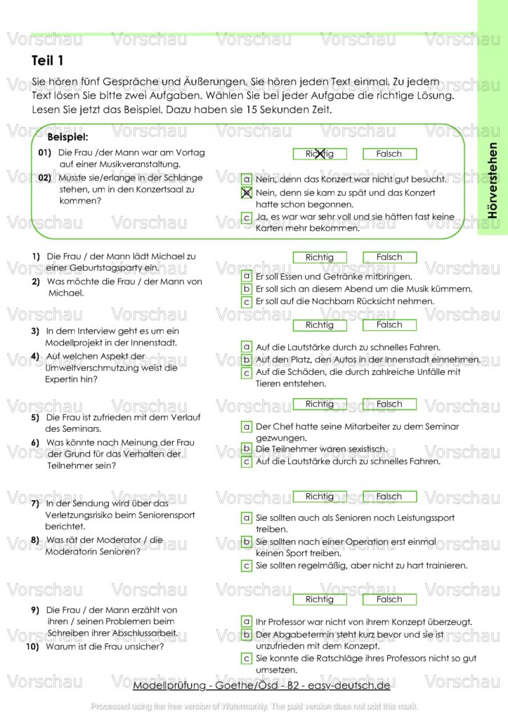 Modelltest Goethe B2 Deutschprüfung