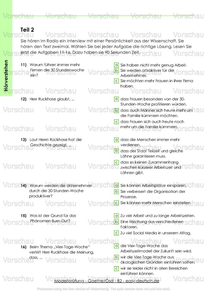 Modelltest Goethe B2 Deutschprüfung
