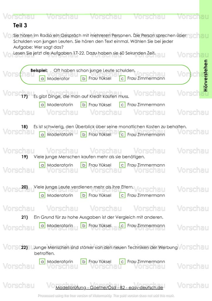 Modelltest Goethe B2 Deutschprüfung