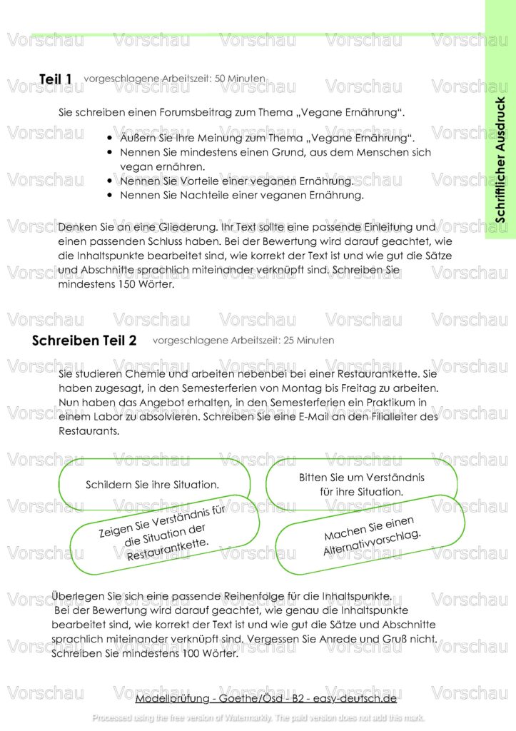 Modelltest Goethe B2 Deutschprüfung