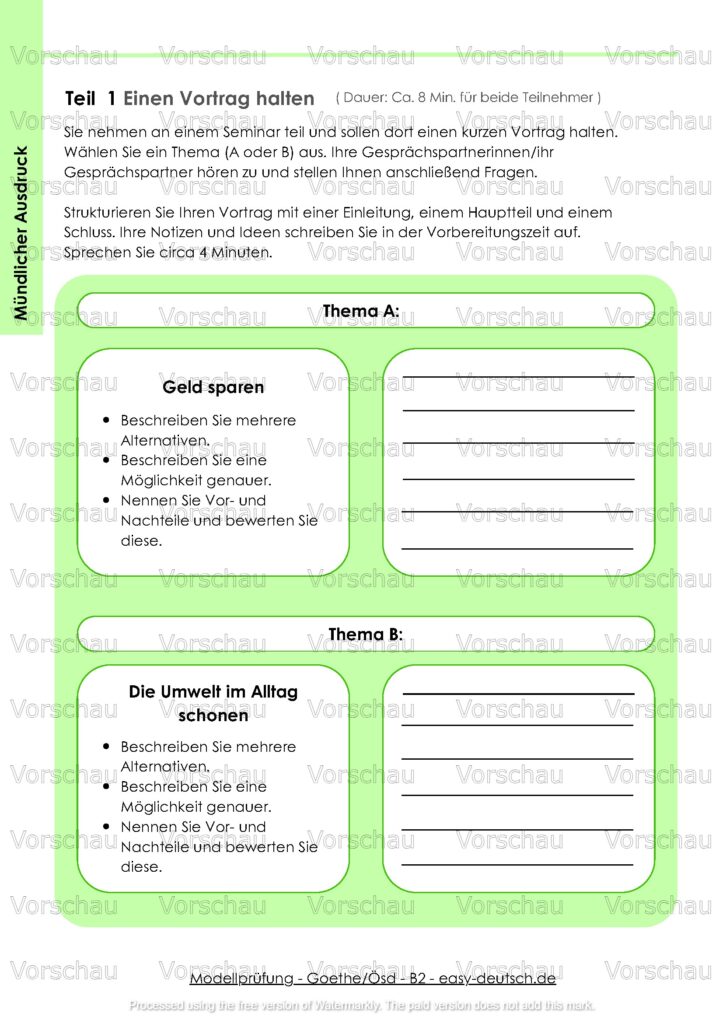 Modelltest Goethe B2 Deutschprüfung