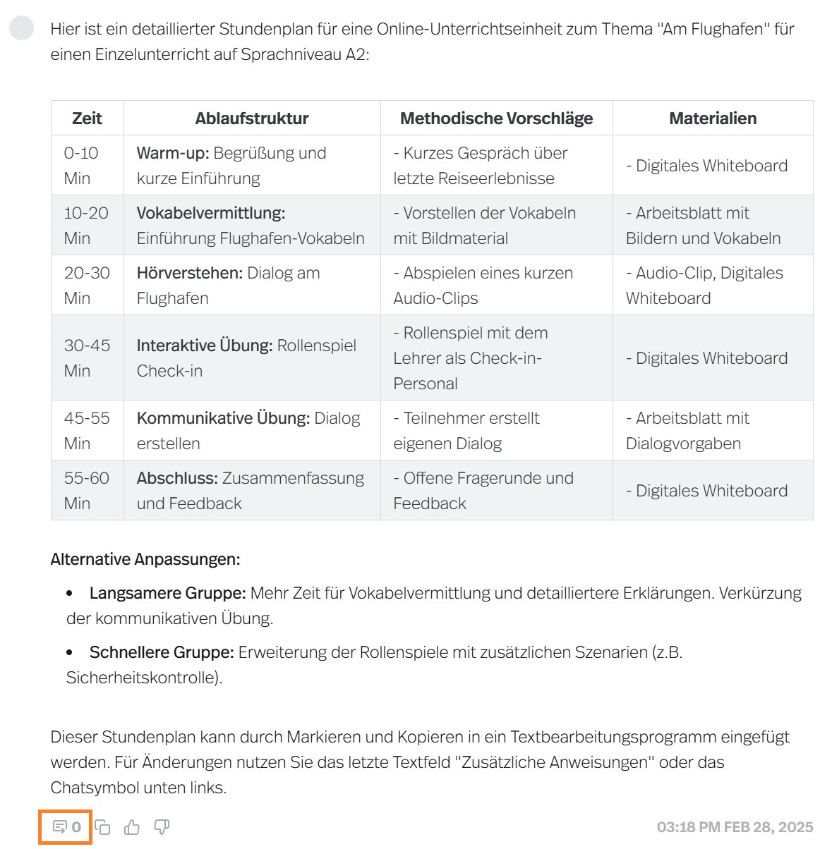 EasyDeutsch AI KI-Tool Für Lehrer - Ergebnis
